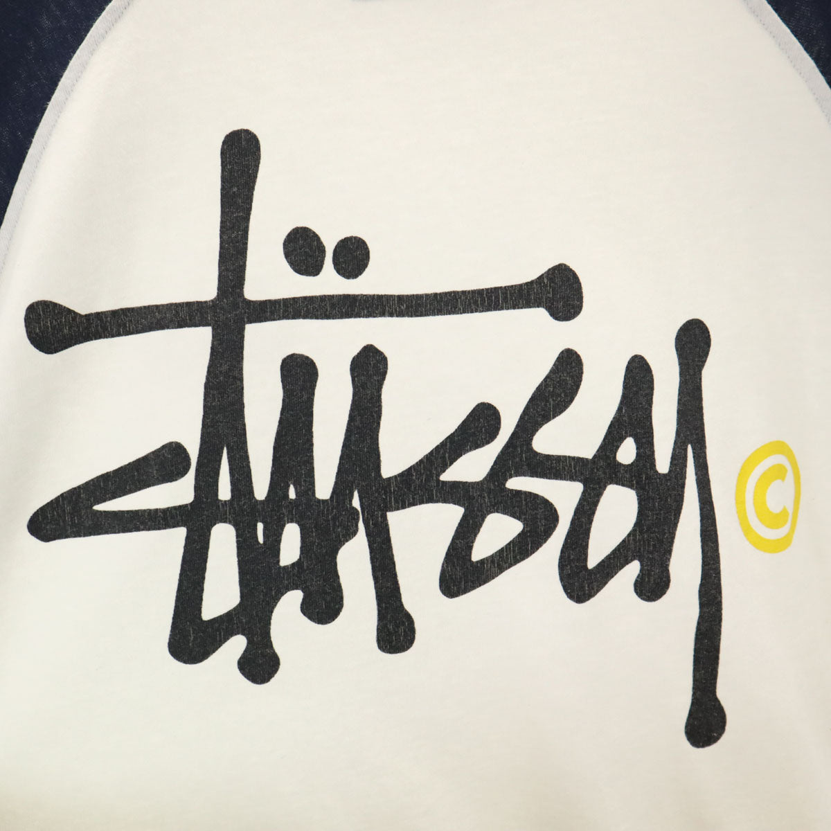 STUSSY ステューシー バックロゴ 7分袖 Tシャツ L ホワイト ラグラン メンズ