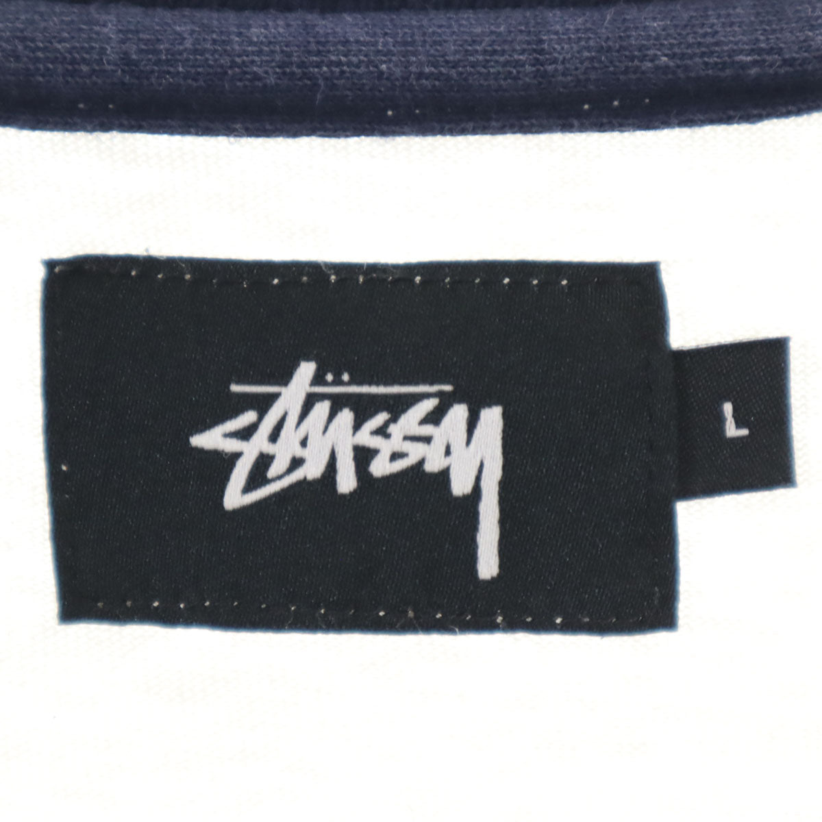 STUSSY ステューシー バックロゴ 7分袖 Tシャツ L ホワイト ラグラン メンズ