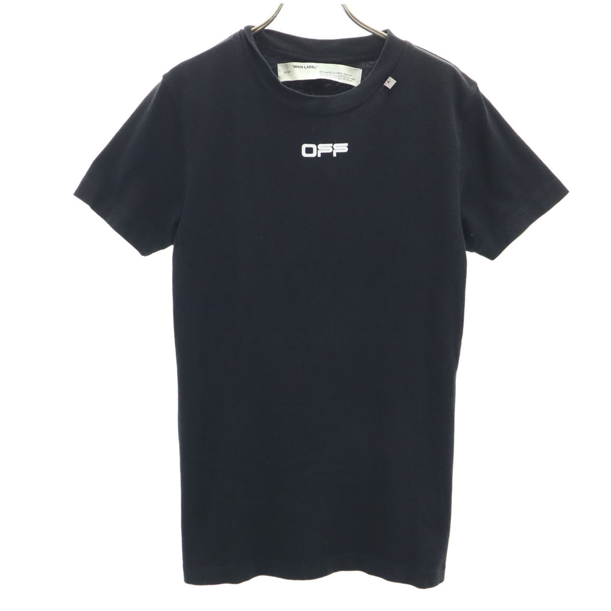 OFF-WHITE オフホワイト ポルトガル製 バックプリント 半袖 Tシャツ XXS ブラック MAIN LABEL メンズ
