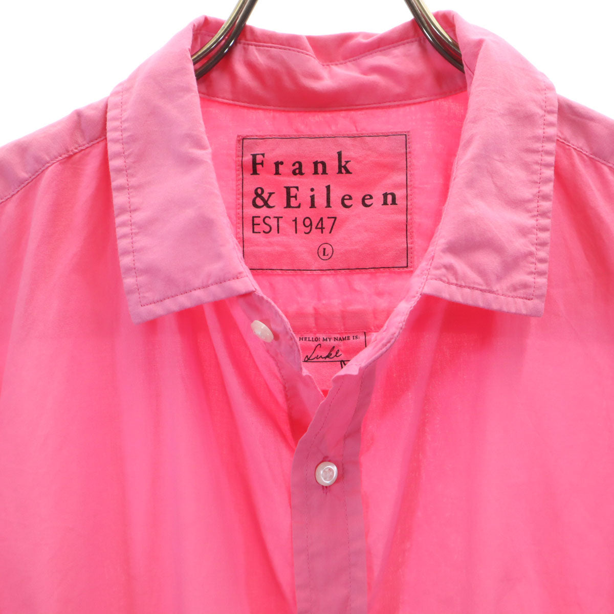 Frank&Eileen フランクアンドアイリーン 長袖 ライトポプリン シャツ L ピンク メンズ