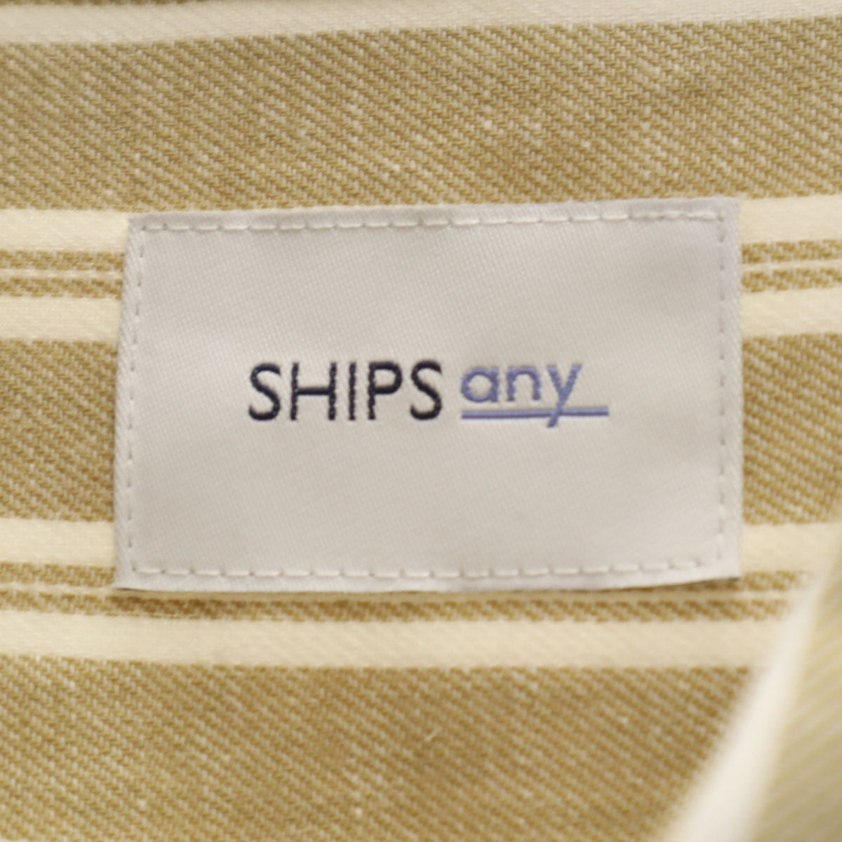 未使用 SHIPS any シップスエニィ リネンブレンド ストライプ柄 長袖 ロング シャツワンピース F ベージュ レディース
