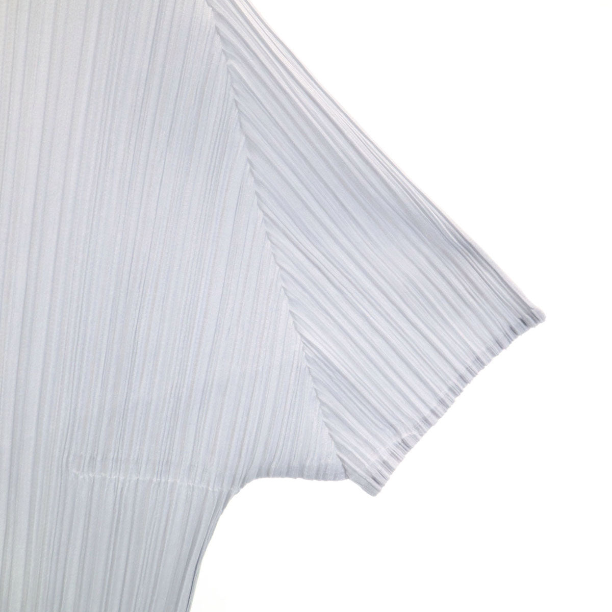 美品 PLEATS PLEASE プリーツプリーズ 日本製 フレンチスリーブ プリーツ カットソー 3 グレー イッセイミヤケ レディース