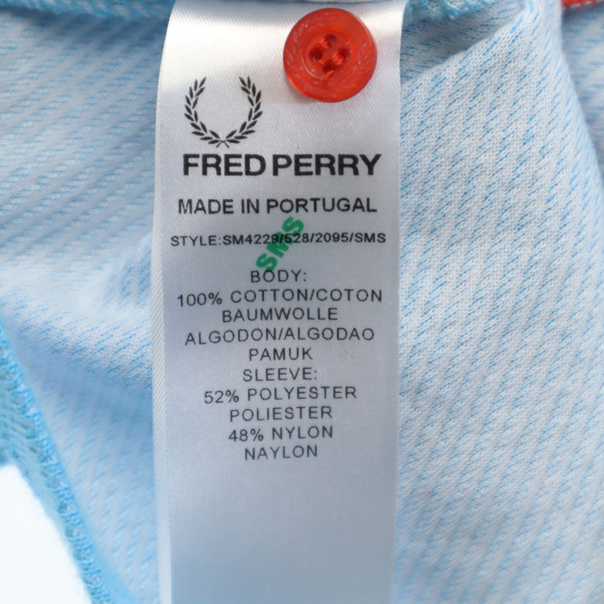 FRED PERRY フレッドペリー RAF SIMONS ラフシモンズ コラボ ポルトガル製 半袖 シャツ 38 水色 メンズ