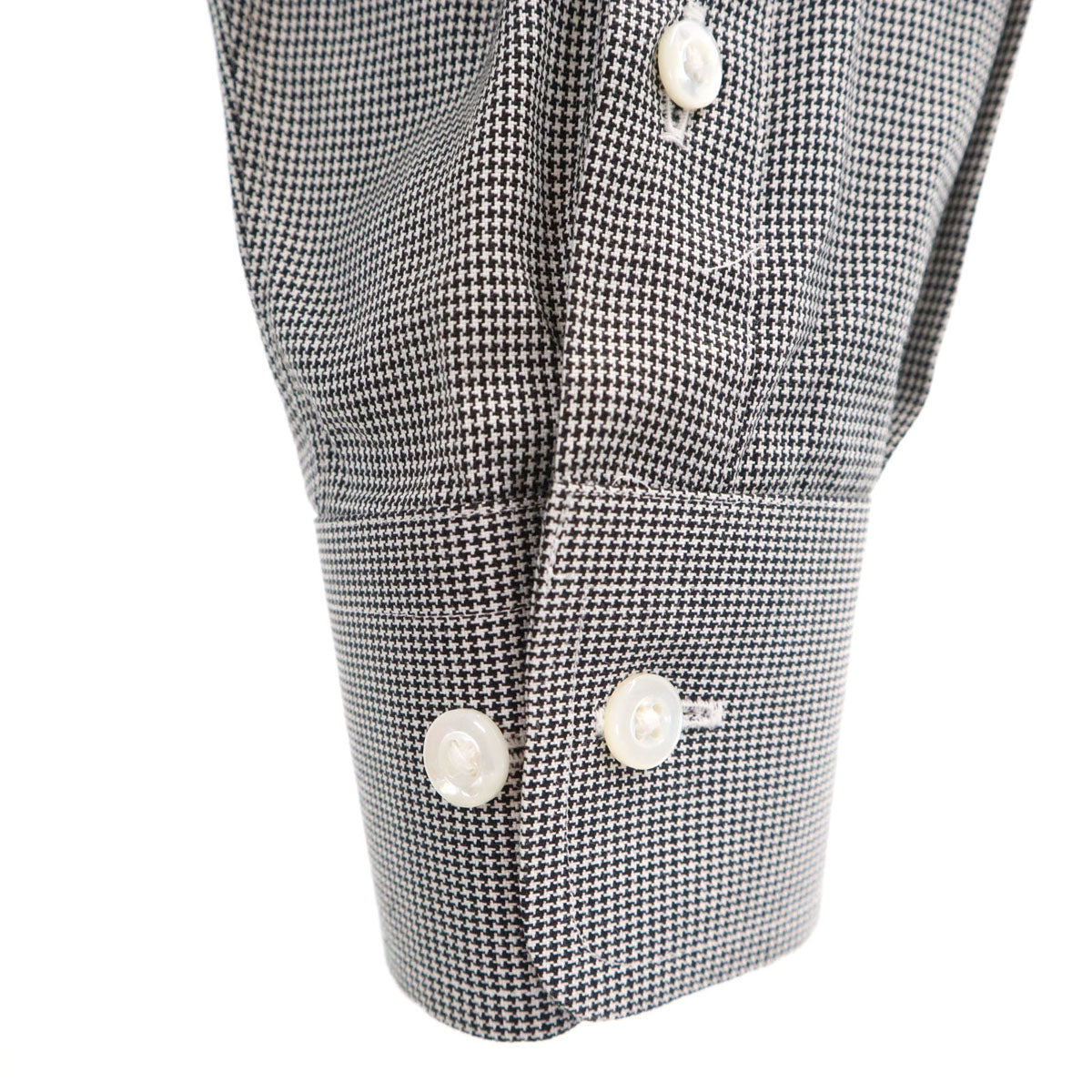 未使用 LANVIN ランバン 日本製 大丸松坂屋 チェック 長袖 ボタンダウンシャツ ブラック×ホワイト メンズ