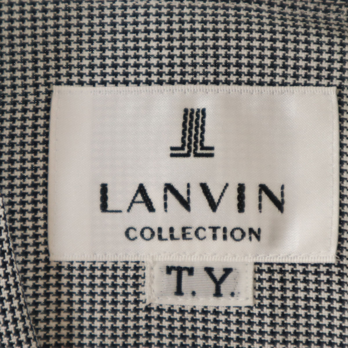 未使用 LANVIN ランバン 日本製 大丸松坂屋 チェック 長袖 ボタンダウンシャツ ブラック×ホワイト メンズ
