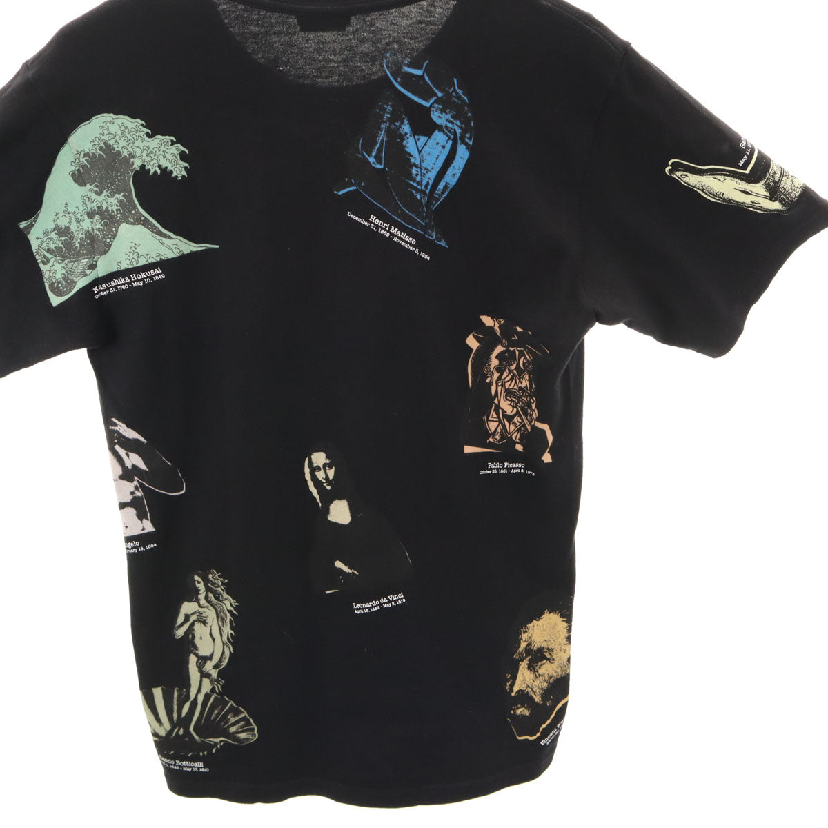 STUSSY ステューシー ギャラリー アート 半袖 Tシャツ S ブラック GALLERY ピカソ 葛飾北斎 レオナルド・ダ・ヴィンチ ゴッホ ダリ メンズ