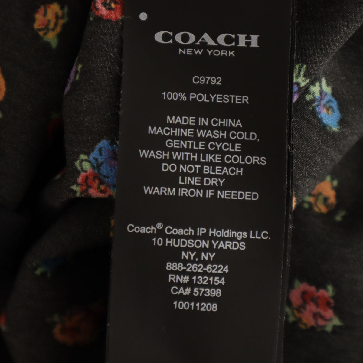 COACH コーチ 花柄 半袖 オープンカラーシャツ XS ブラック C9792 レディース