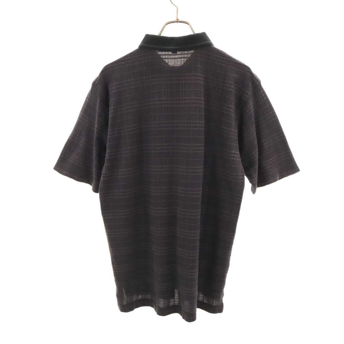 BURBERRY LONDON バーバリーロンドン 日本製 チェック柄 半袖 ポロシャツ LL チャコールグレー 三陽商会 メンズ
