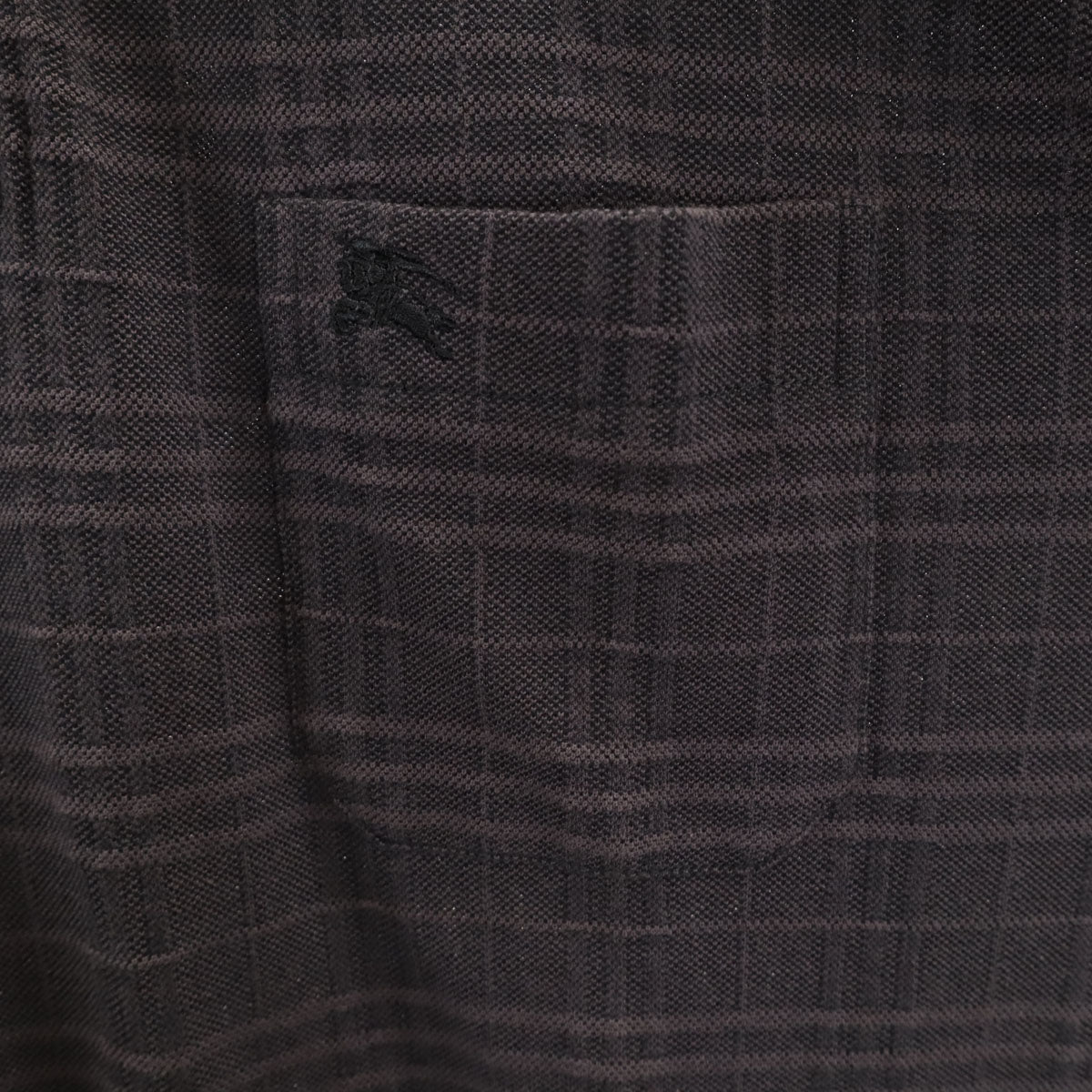 BURBERRY LONDON バーバリーロンドン 日本製 チェック柄 半袖 ポロシャツ LL チャコールグレー 三陽商会 メンズ