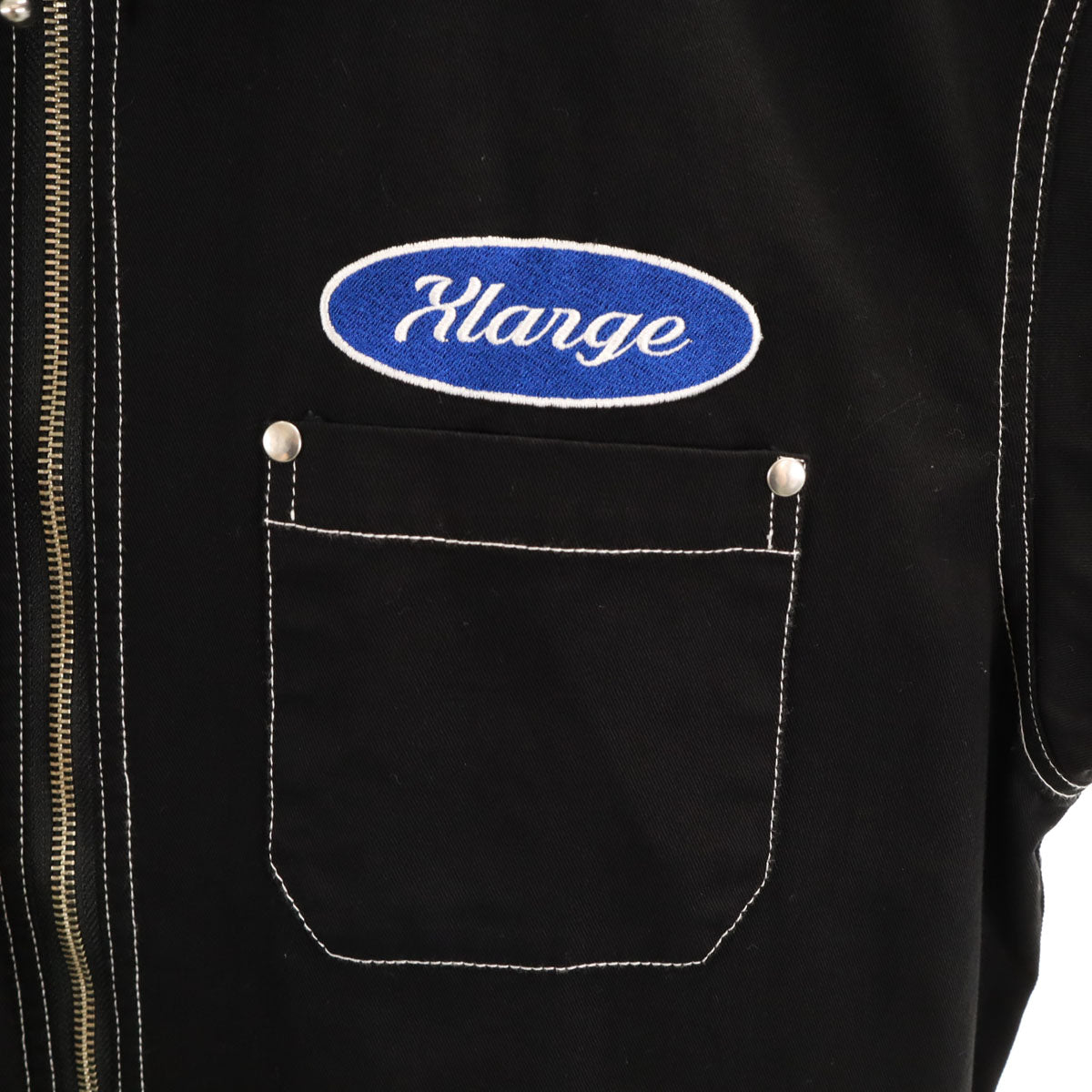 美品 XLARGE エクストララージ 半袖 ジップアップ ワークシャツ M ブラック メンズ
