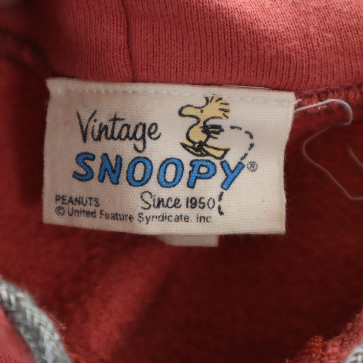 Two Moon トゥームーン Vintage SNOOPY 長袖 ジップパーカー 40/38 レッド系 スウェット 裏起毛 レディース
