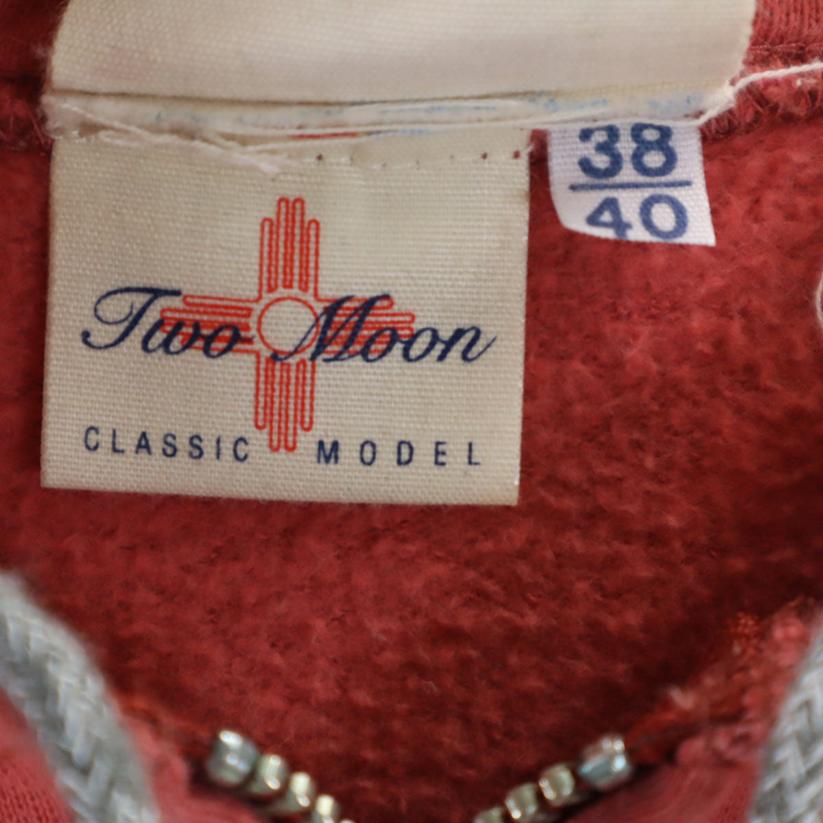 Two Moon トゥームーン Vintage SNOOPY 長袖 ジップパーカー 40/38 レッド系 スウェット 裏起毛 レディース