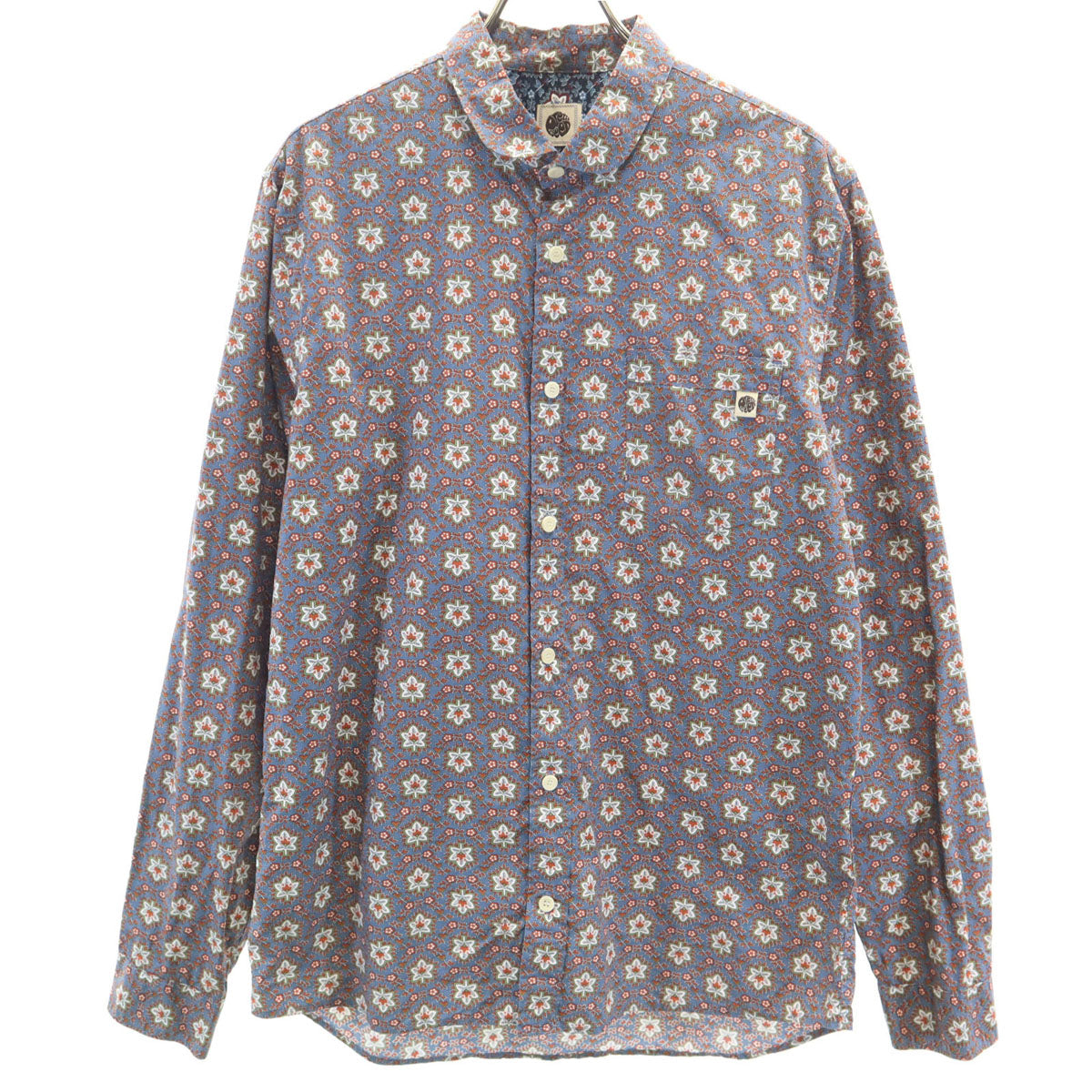 Pretty Green プリティーグリーン 花柄 長袖 コットンシャツ 4 ブルーグレー系 メンズ
