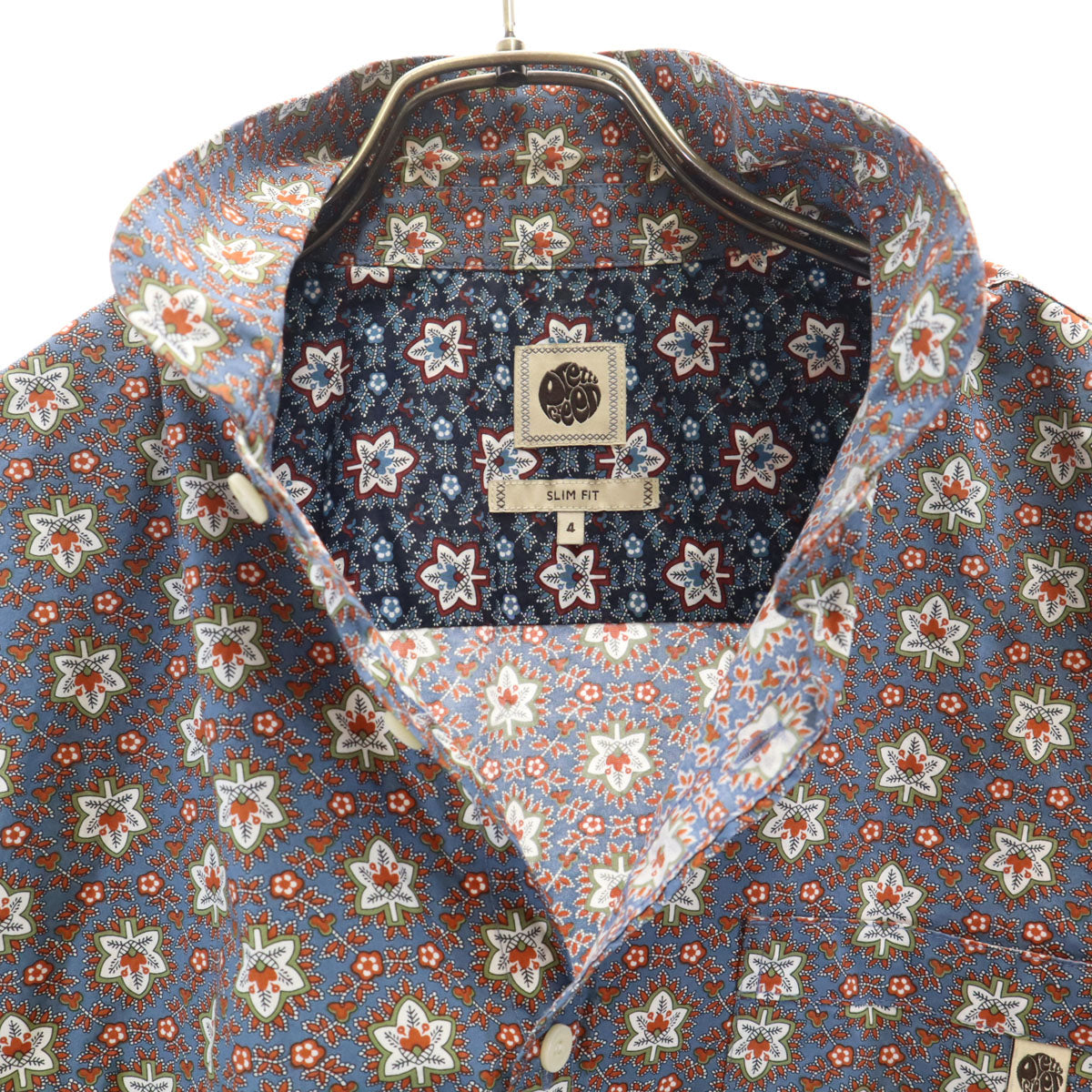 Pretty Green プリティーグリーン 花柄 長袖 コットンシャツ 4 ブルーグレー系 メンズ