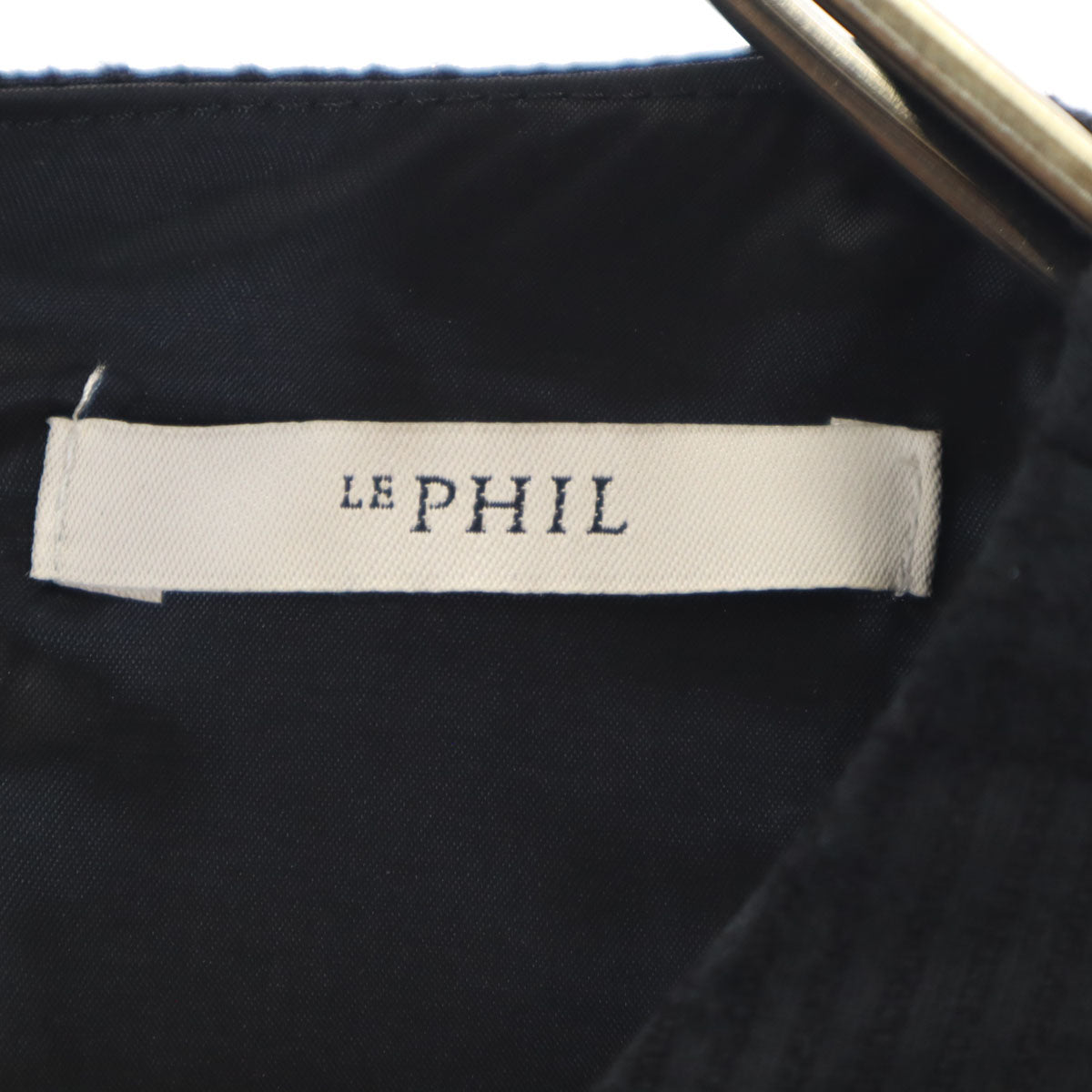 LE PHIL ルフィル 日本製 チェック柄 7分袖 チュニック F ブラック レディース