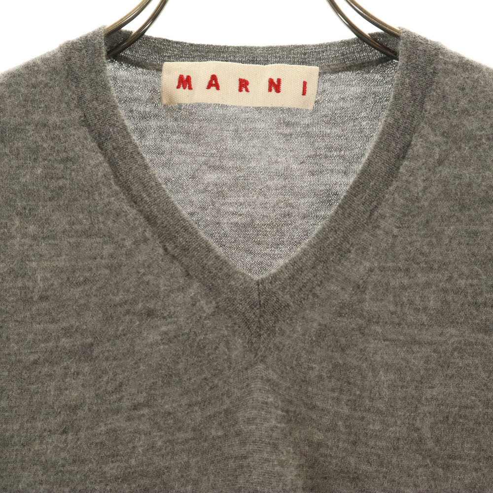 マルニ イタリア製 カシミヤブレンド 5分袖 Vネック セーター 38 グレー MARNI ニット レディース