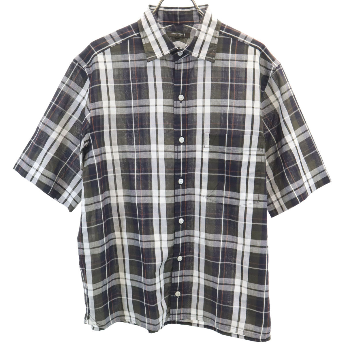 Mackintosh マッキントッシュ チェック柄 半袖 シャツ M カーキ メンズ