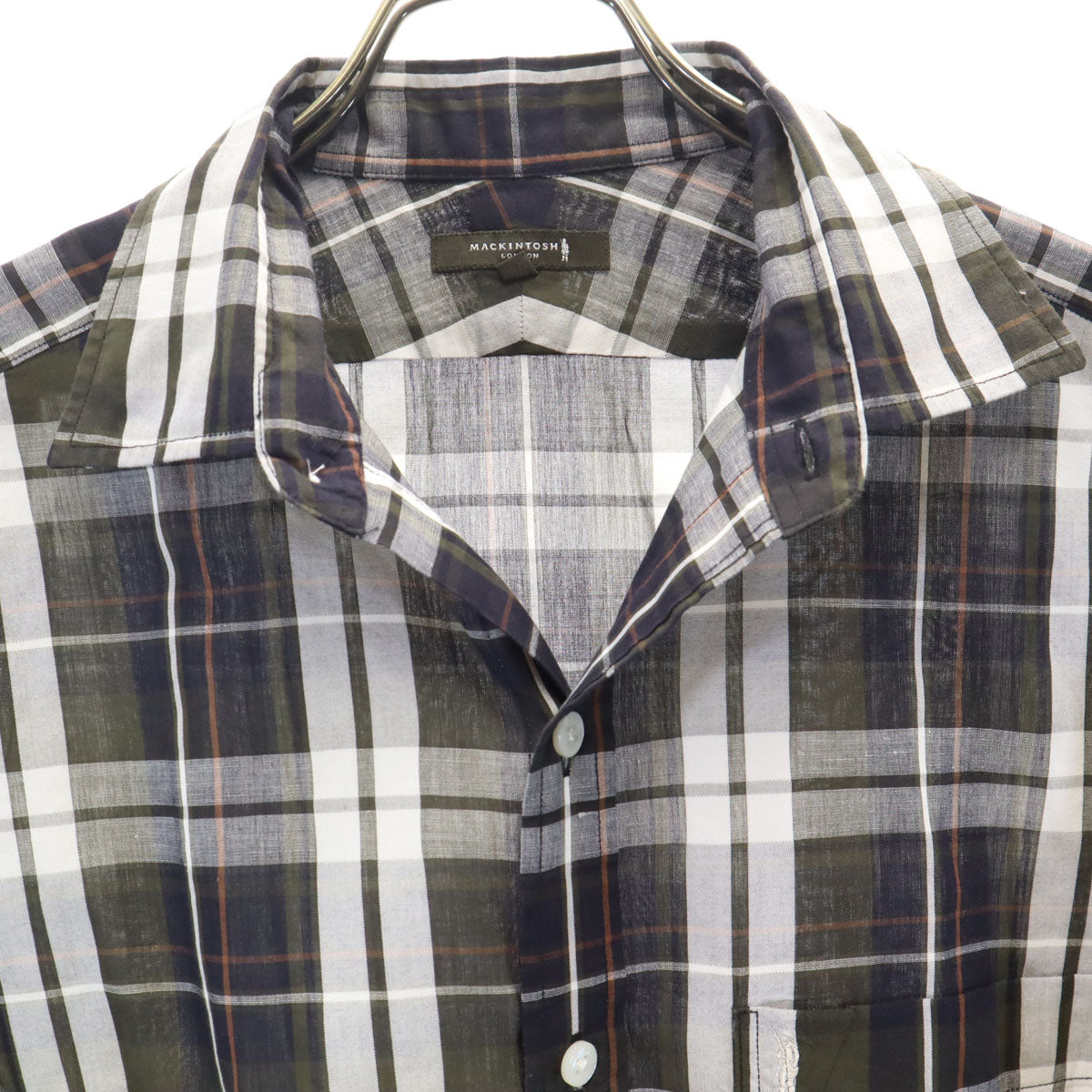 Mackintosh マッキントッシュ チェック柄 半袖 シャツ M カーキ メンズ