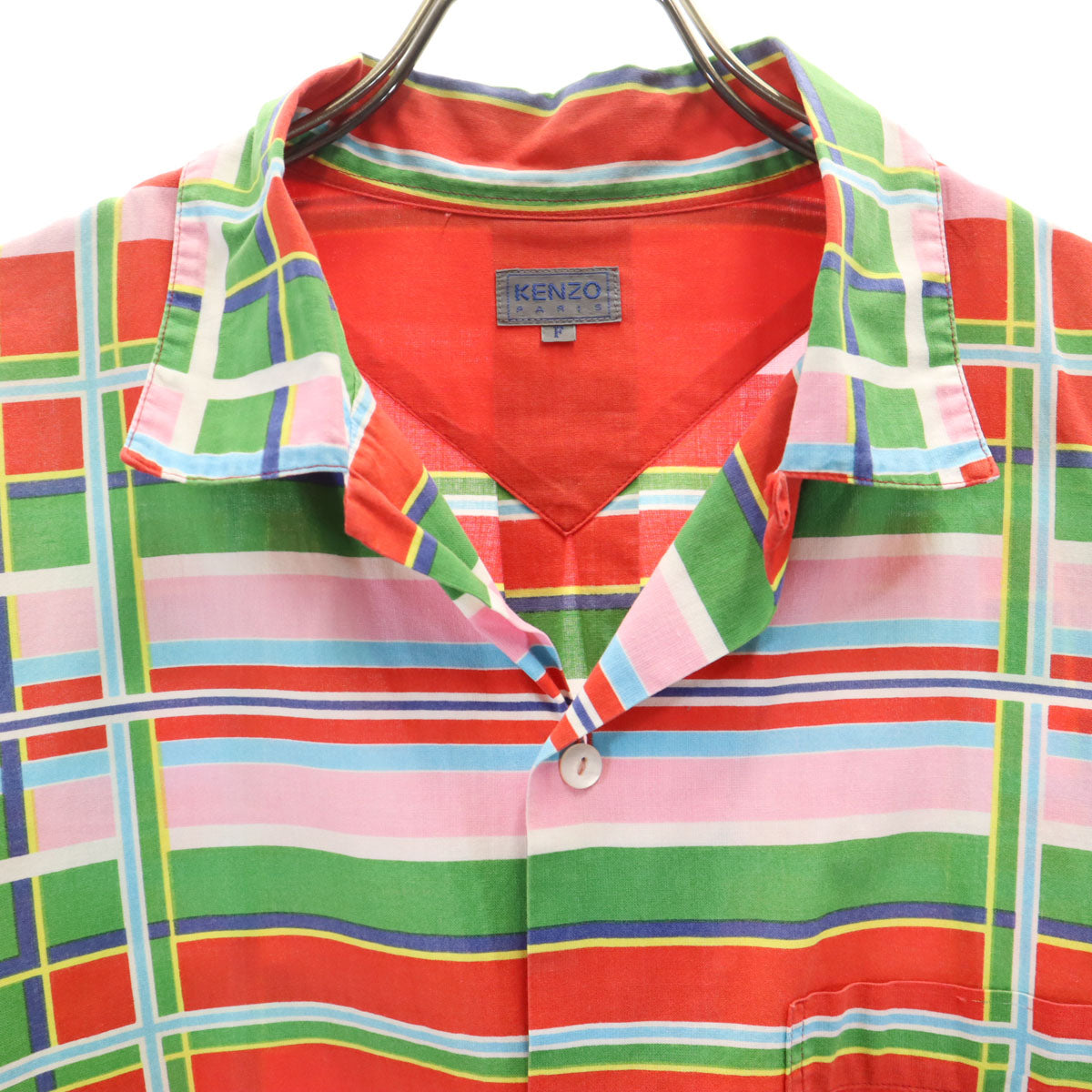 KENZO ケンゾー 90s オールド チェック柄 半袖 オープンカラーシャツ F マルチ メンズ