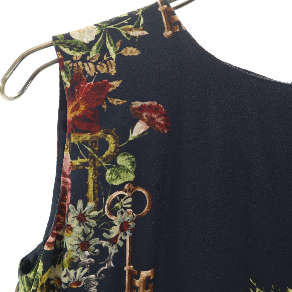 未使用 DOLCE&GABBANA ドルチェアンドガッバーナ イタリア製 花柄 ノースリーブ ミニワンピース 40 ブラック レディース