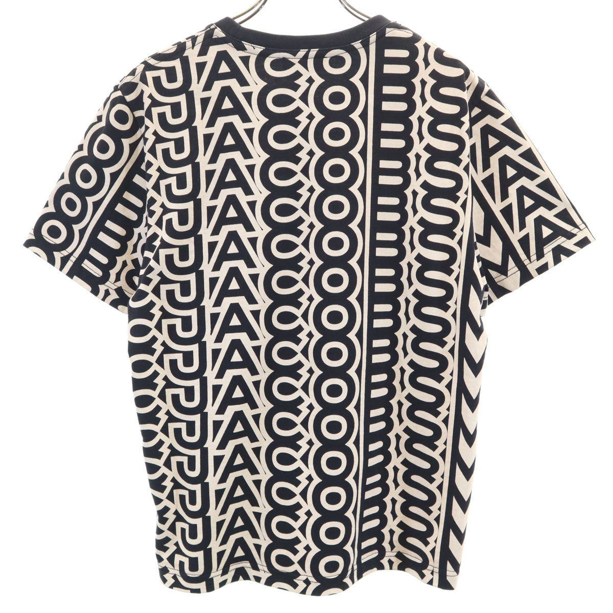 美品 MARC JACOBS マークジェイコブス ポルトガル製 総ロゴ 半袖 Tシャツ M ブラック レディース