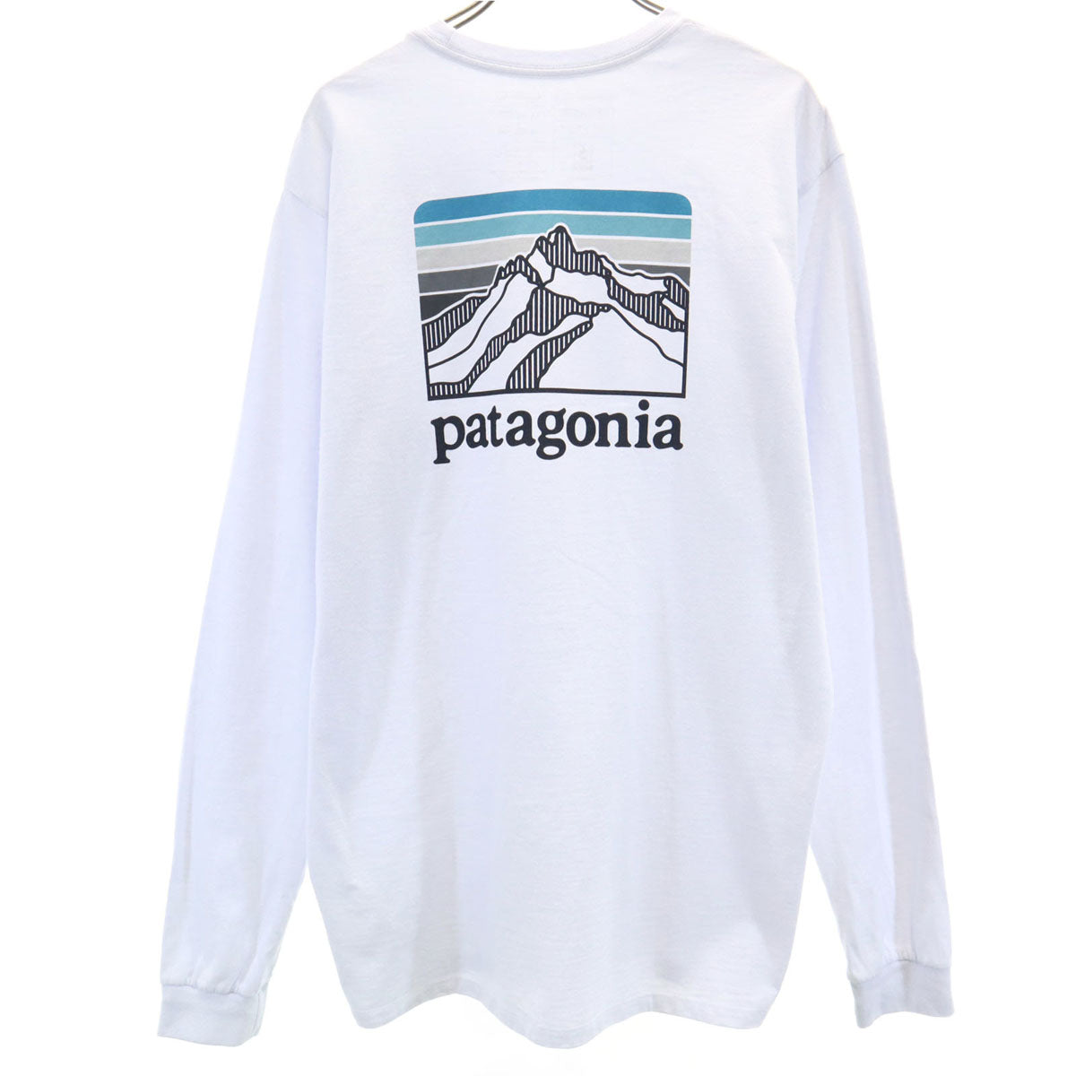 美品 patagonia パタゴニア バックプリント 長袖 Tシャツ M ブルーホワイト 38517SP22 アウトドア ロンT メンズ