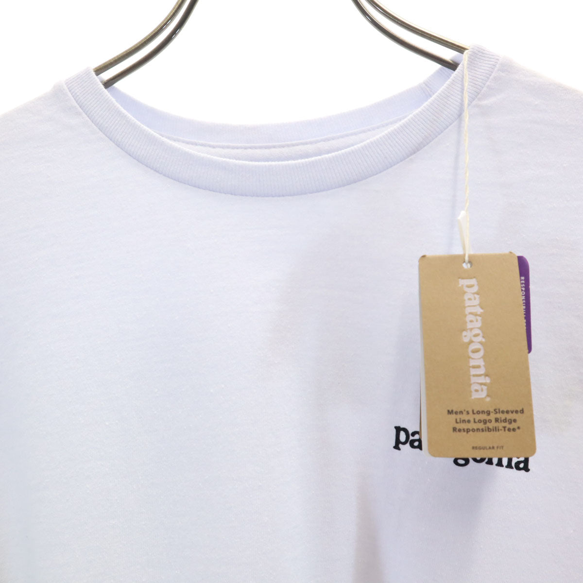 美品 patagonia パタゴニア バックプリント 長袖 Tシャツ M ブルーホワイト 38517SP22 アウトドア ロンT メンズ