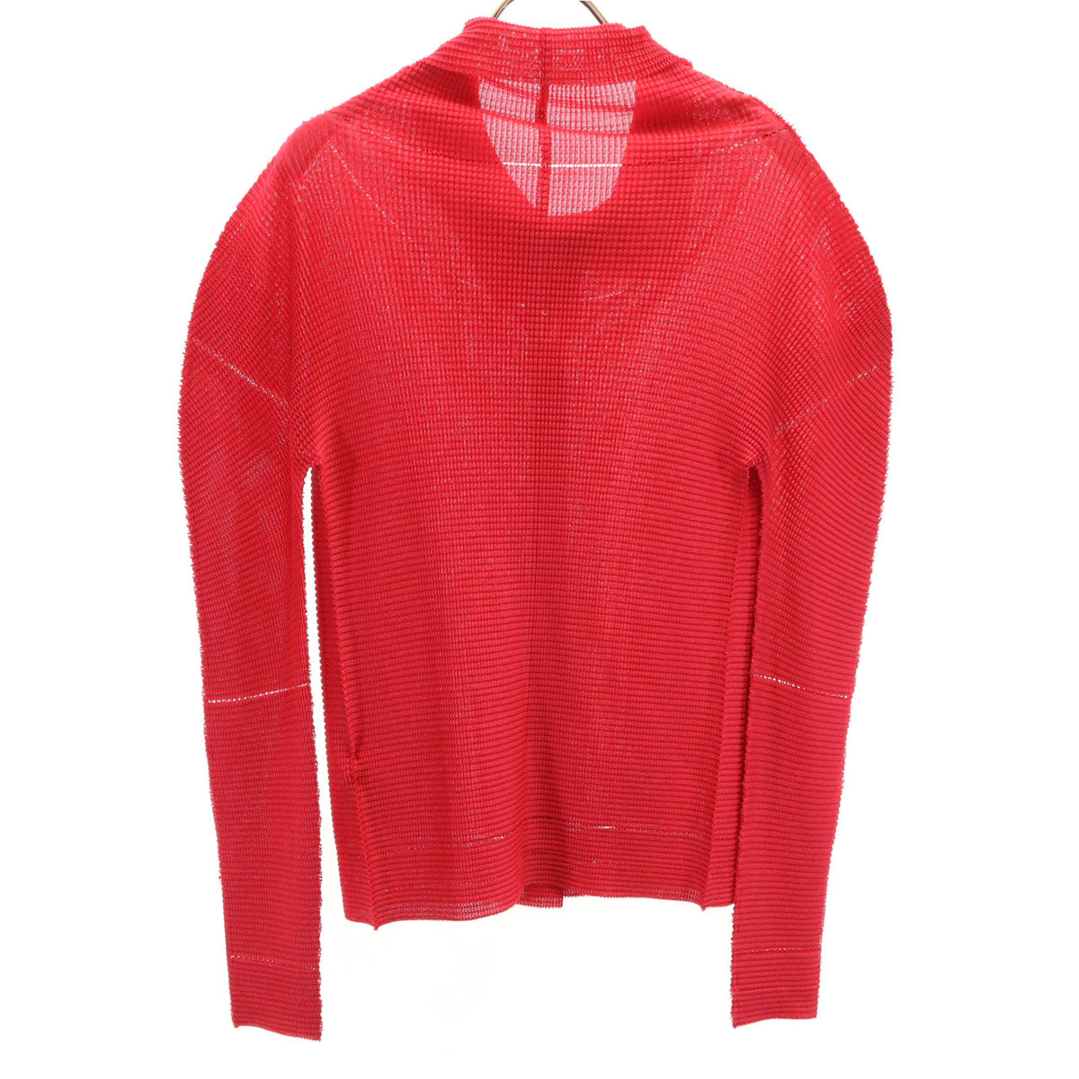 美品 ISSEY MIYAKE me イッセイミヤケミー 長袖 プリーツ シャツ レッド系 レディース