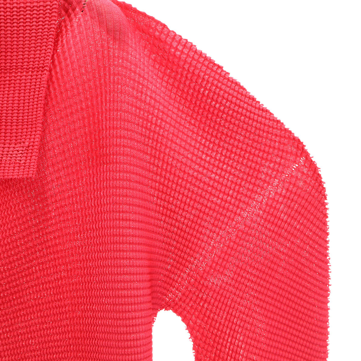 美品 ISSEY MIYAKE me イッセイミヤケミー 長袖 プリーツ シャツ レッド系 レディース