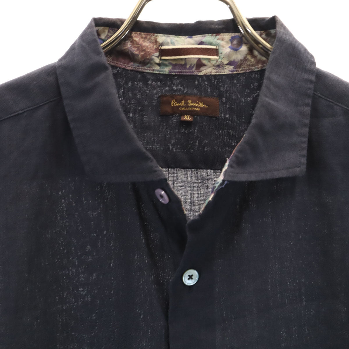 PAUL SMITH COLLECTION ポールスミスコレクション 日本製 半袖 リネンシャツ XL ネイビー メンズ