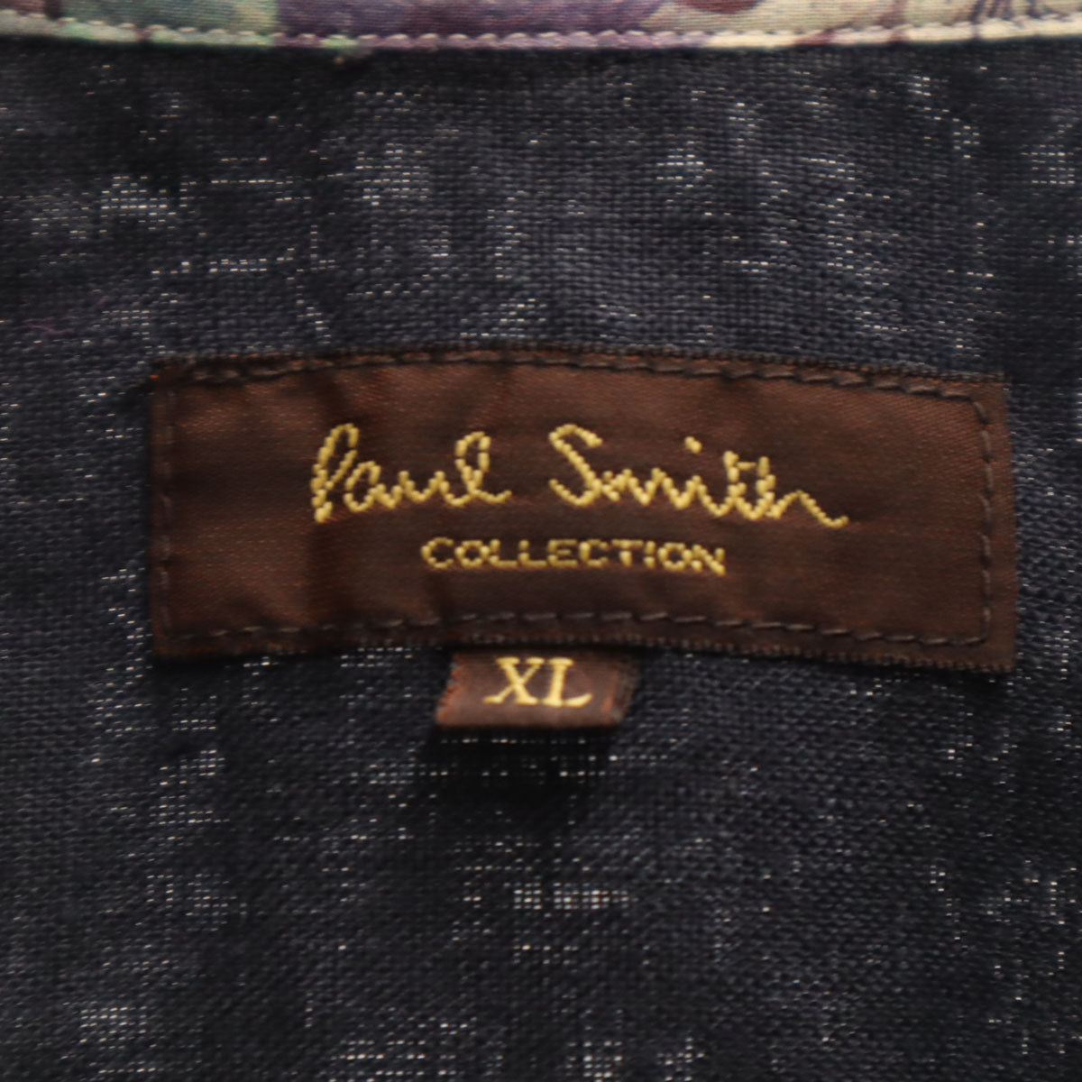 PAUL SMITH COLLECTION ポールスミスコレクション 日本製 半袖 リネンシャツ XL ネイビー メンズ