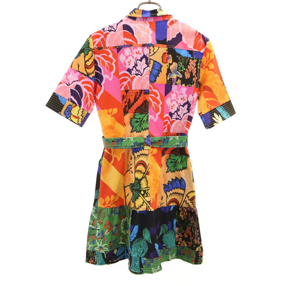 未使用 Desigual デシグアル M. Christian Lacroix ムッシュ・クリスチャン・ラクロワ コラボ 花柄 半袖 パッチワーク シャツワンピース S マルチ レディース