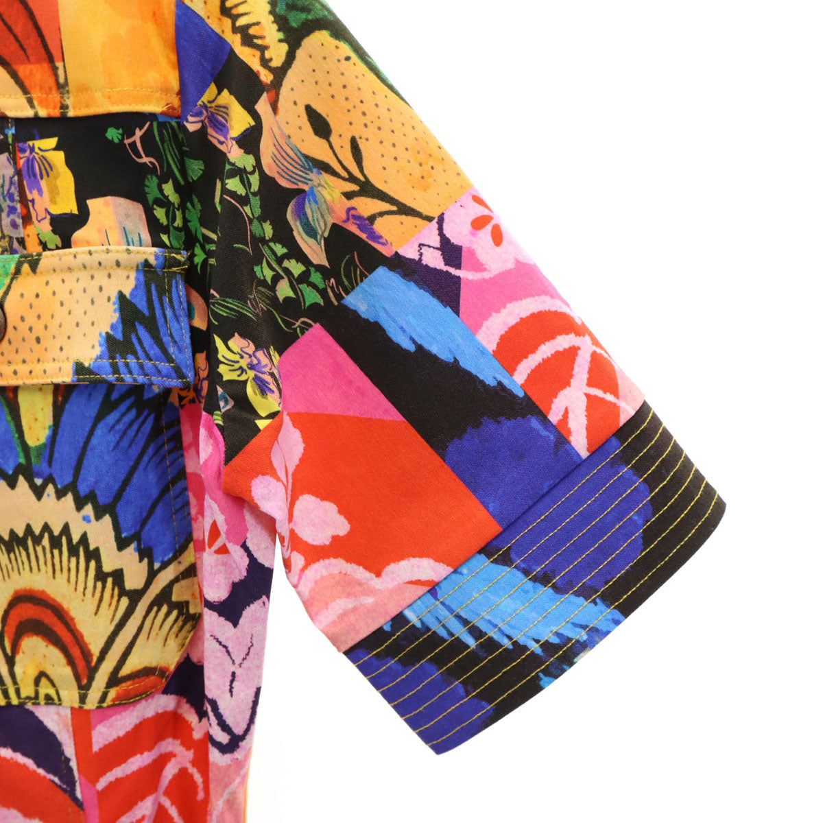 未使用 Desigual デシグアル M. Christian Lacroix ムッシュ・クリスチャン・ラクロワ コラボ 花柄 半袖 パッチワーク シャツワンピース S マルチ レディース