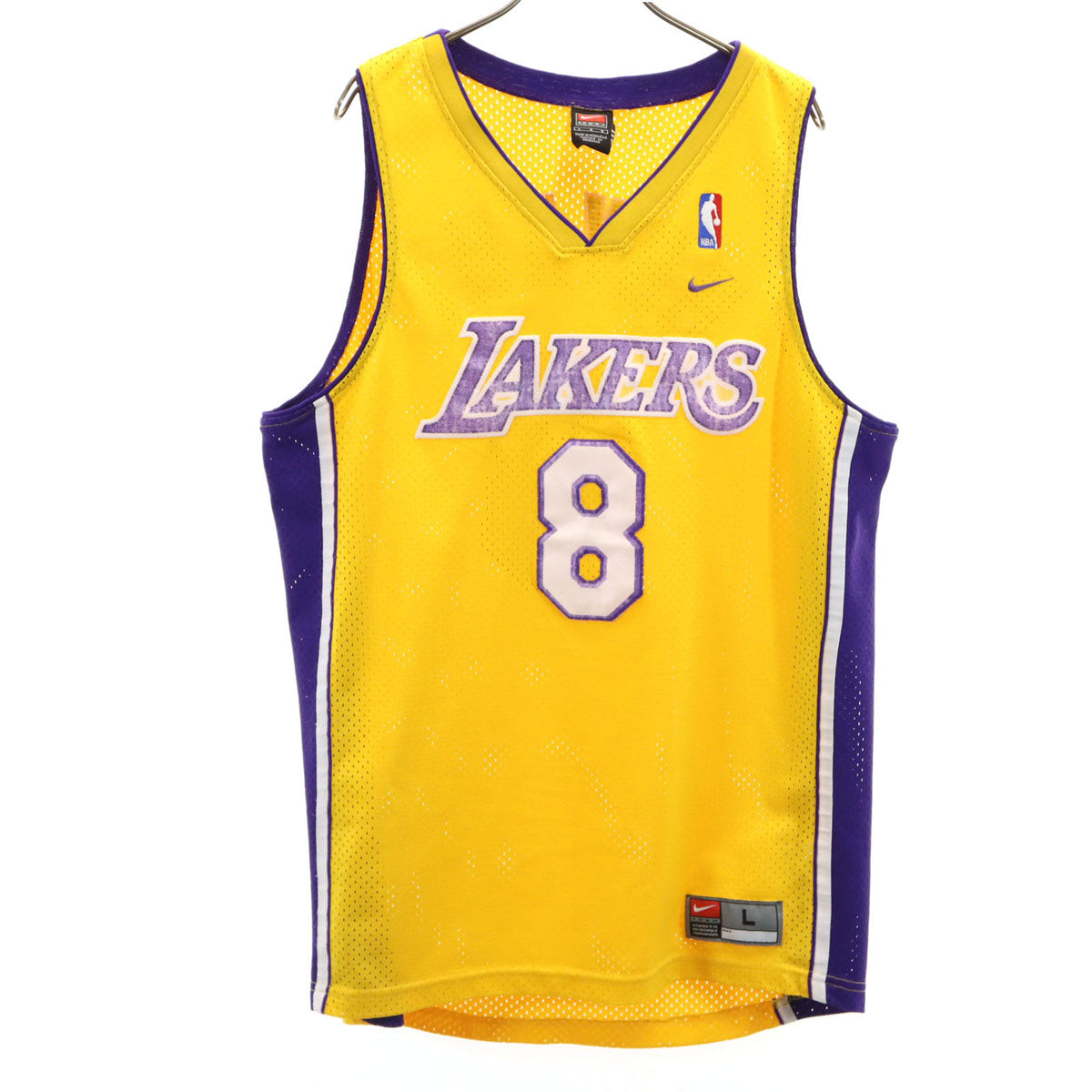 NIKE ナイキ NBA LAKERS BRYANT 8 ノースリーブ ゲームシャツ メッシュ タンクトップ L イエロー レイカーズ メンズ