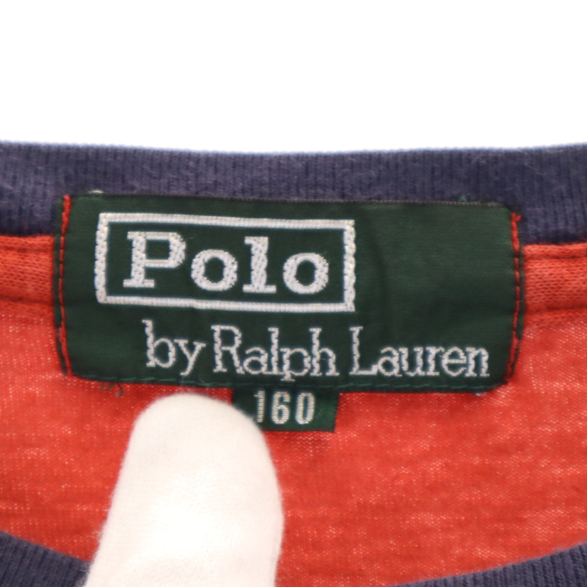 Polo by Ralph Lauren ポロバイラルフローレン 80s ヴィンテージ 緑タグ ボーイズ 半袖 リンガー Tシャツ 160 レッド キッズ