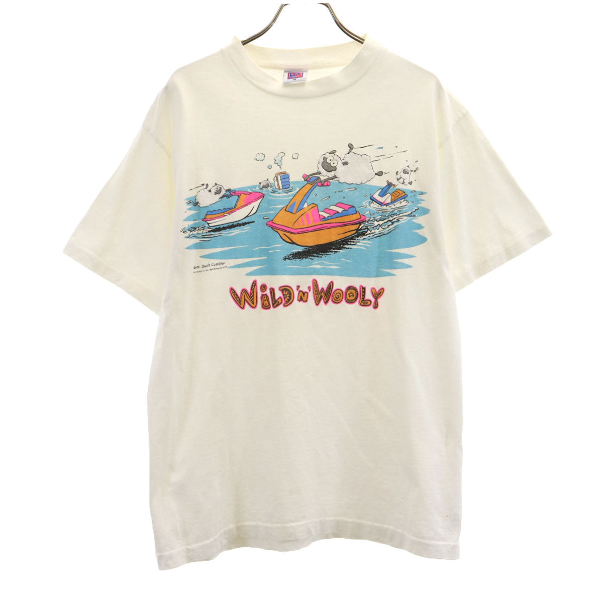 NJ CROCE 90s USA製 オールド Wild 'n' Wooly 半袖 Tシャツ M ホワイト メンズ