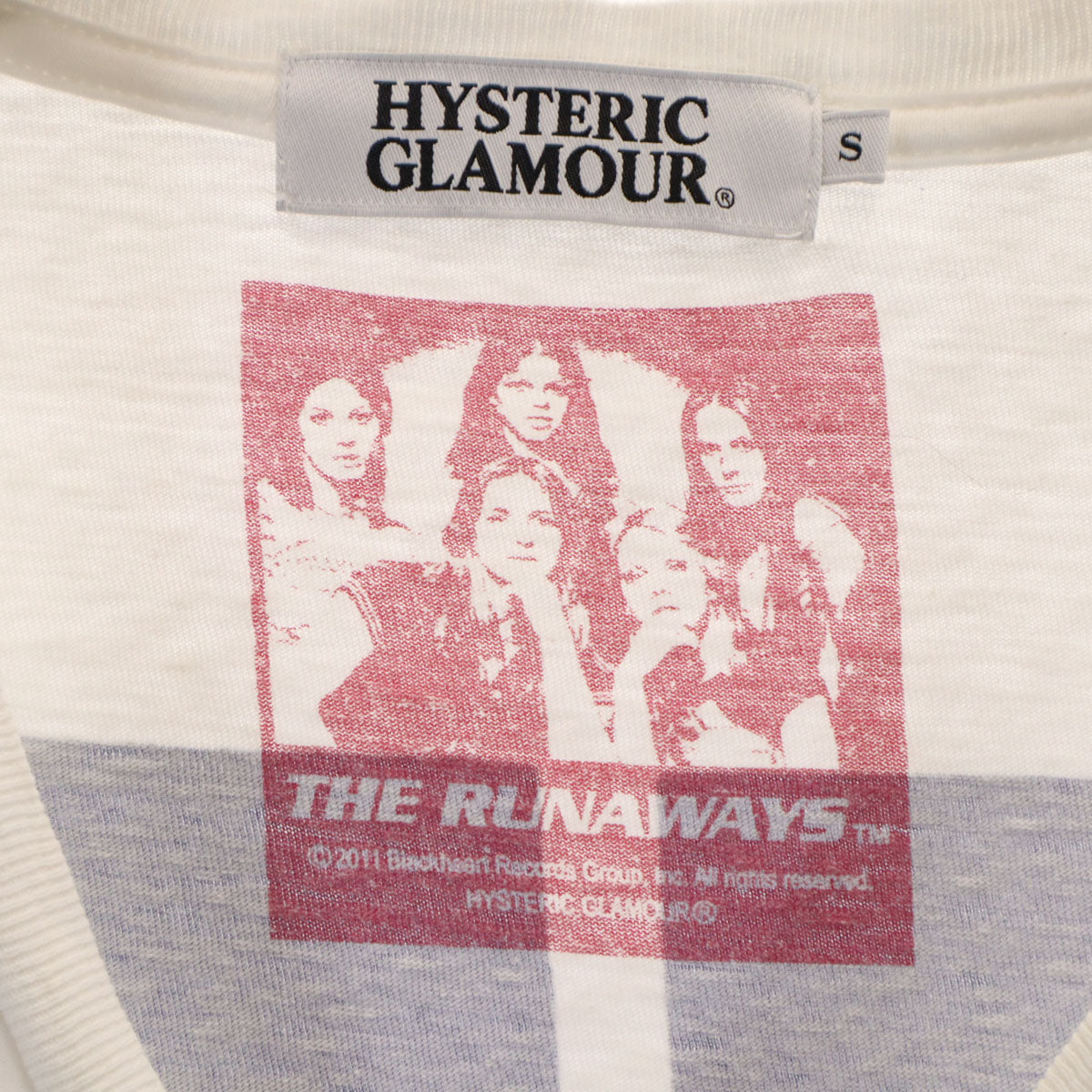 HYSTERIC GLAMOUR ヒステリックグラマー 日本製 THE RUNAWAYS 半袖 Tシャツ S ホワイト ザ・ランナウェイズ ロック バンT メンズ