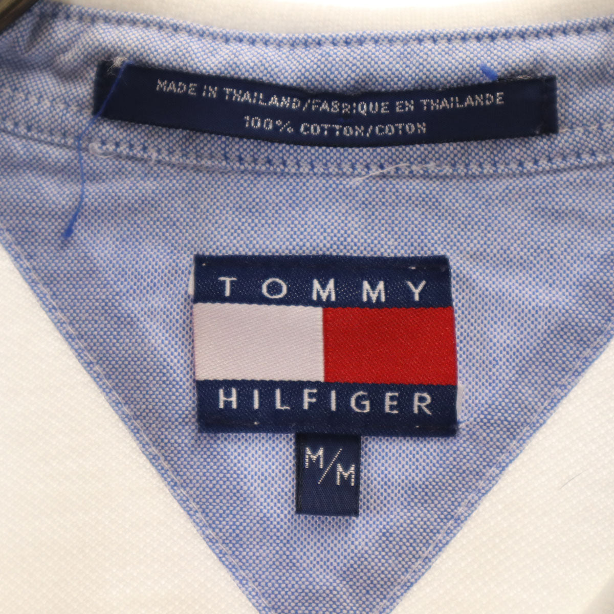TOMMY HILFIGER トミーヒルフィガー 90s オールド 半袖 ポロシャツ M ホワイト 鹿の子 メンズ