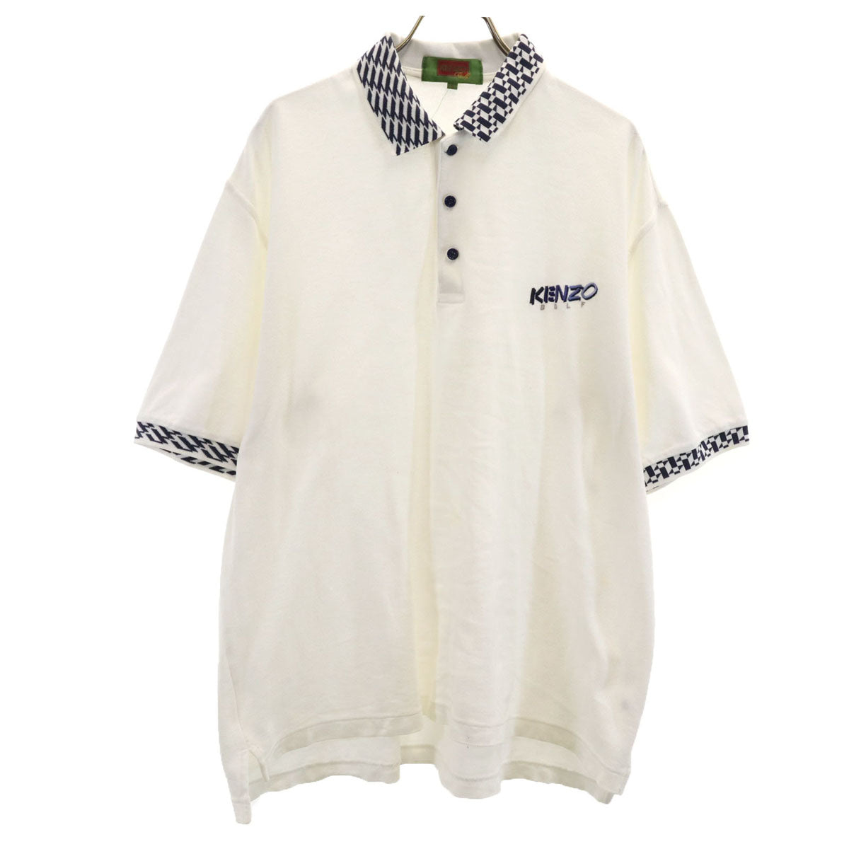 KENZO GOLF ケンゾーゴルフ 90s オールド 半袖 ポロシャツ 5 ホワイト 鹿の子 メンズ