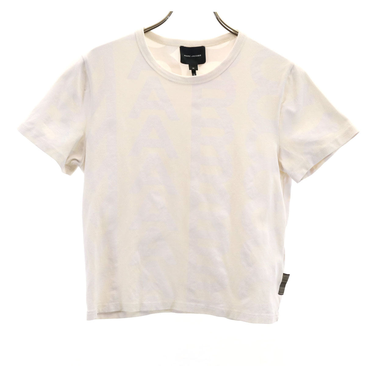 MARC JACOBS マークジェイコブス ポルトガル製 総ロゴ 半袖 Tシャツ M アイボリー レディース