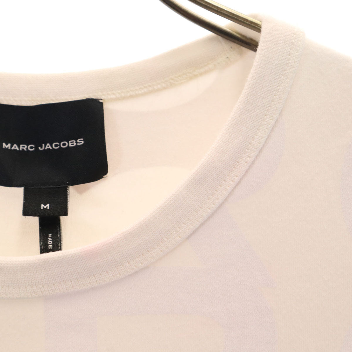 MARC JACOBS マークジェイコブス ポルトガル製 総ロゴ 半袖 Tシャツ M アイボリー レディース