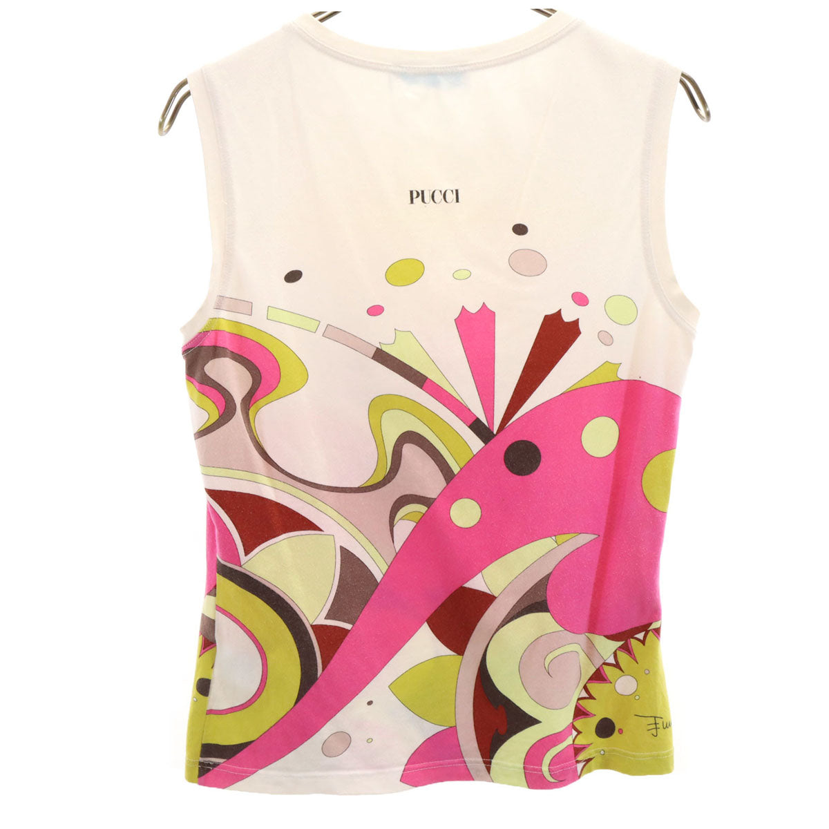 Emilio Pucci エミリオプッチ イタリア製 プッチ柄 タンクトップ M アイボリー レディース