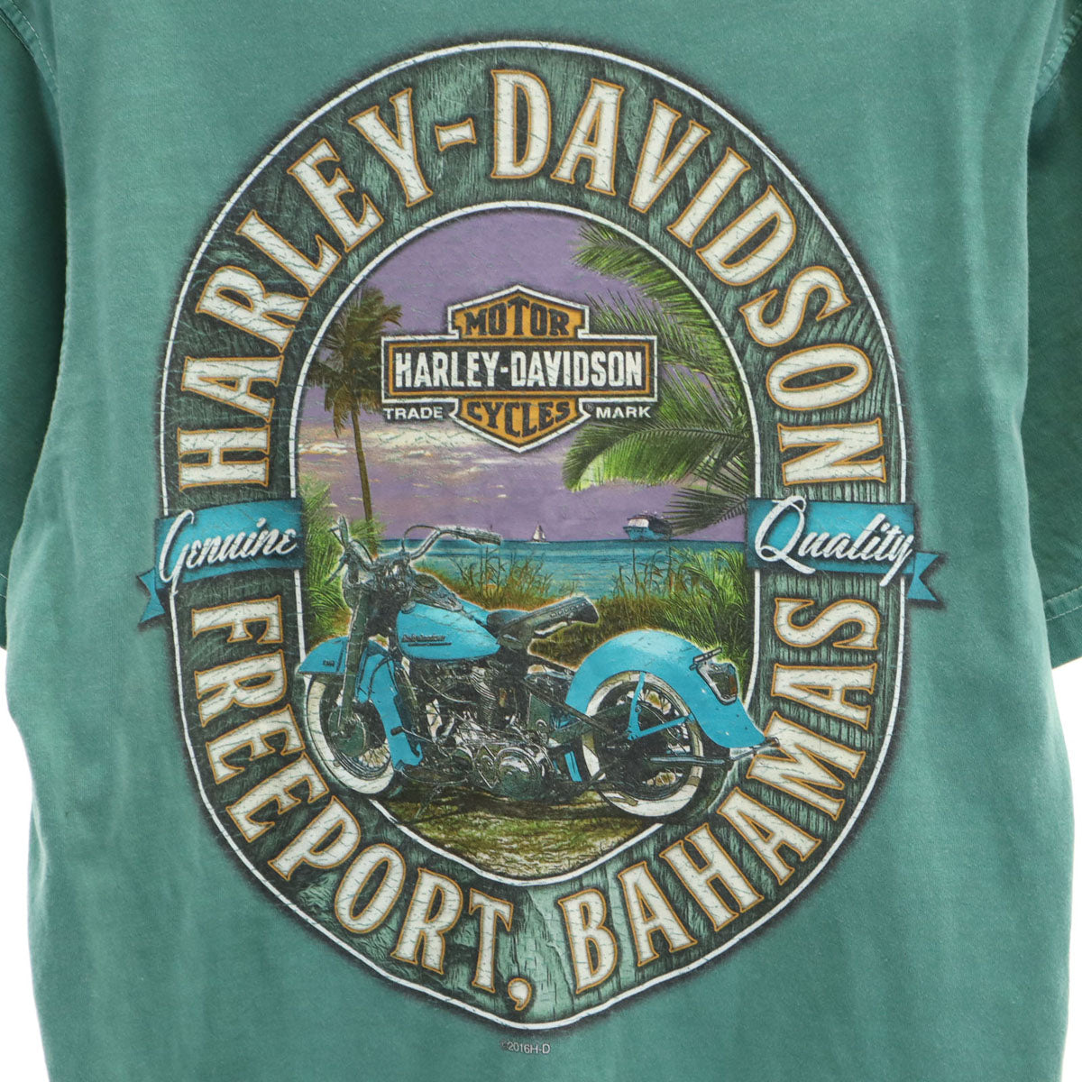 HARLEY DAVIDSON ハーレーダビッドソン バックロゴ 半袖 Tシャツ S グリーン メンズ