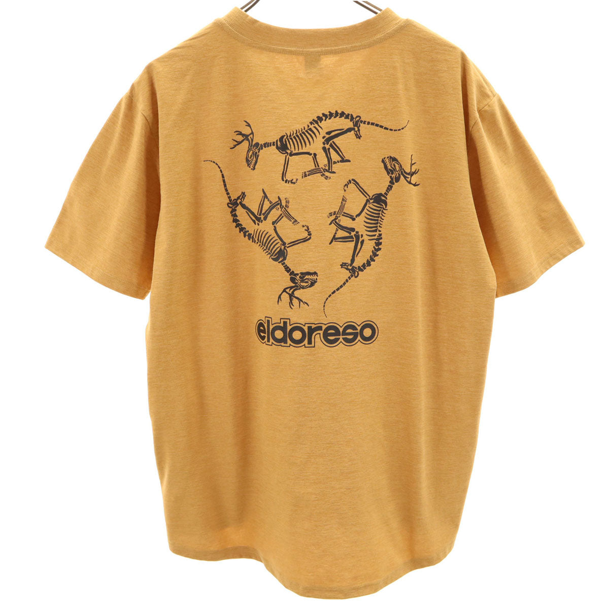 美品 ELDORESO エルドレッソ バックプリント ボーン 半袖 Tシャツ L キャメル メンズ