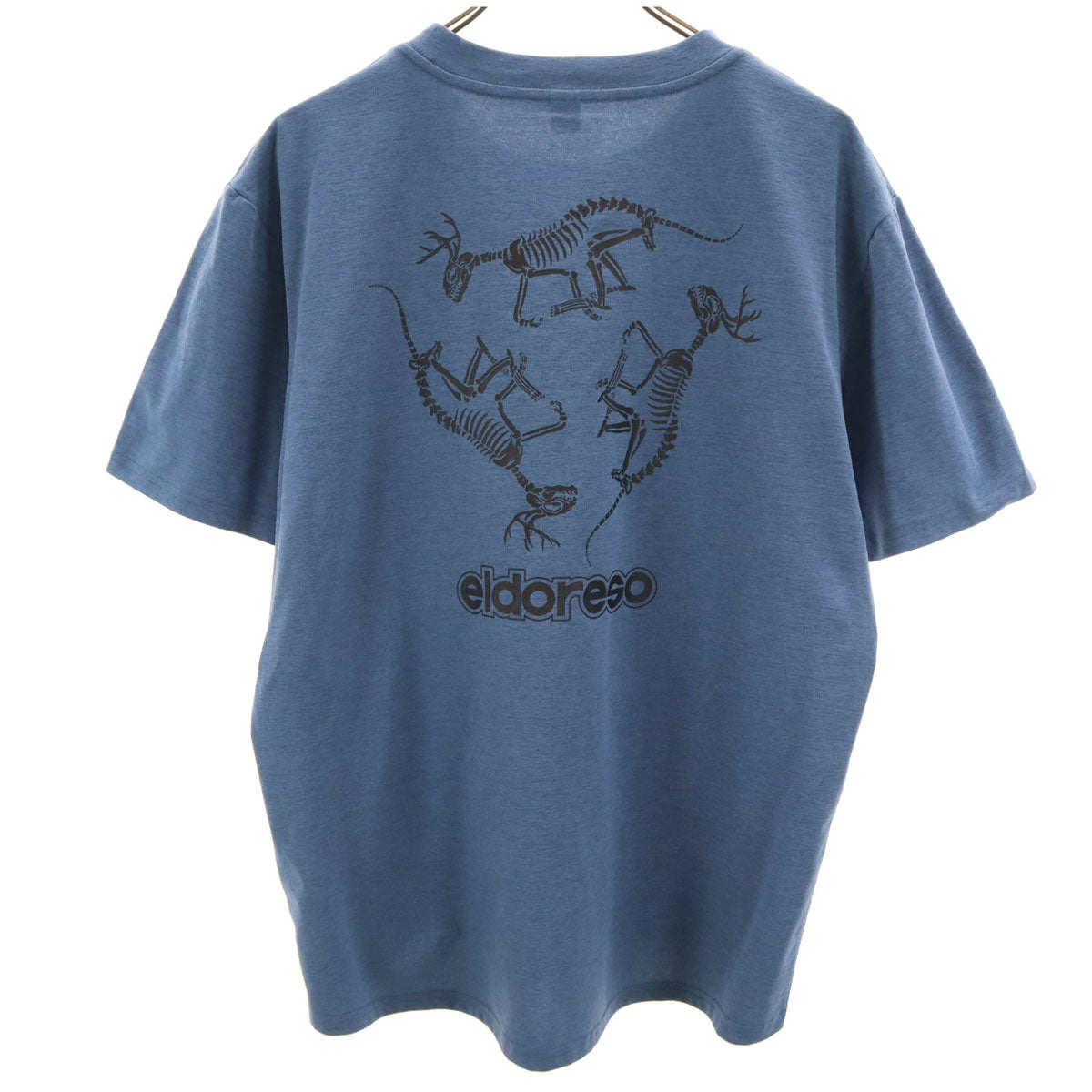 美品 ELDORESO エルドレッソ バックプリント ボーン 半袖 Tシャツ L 青紺系 メンズ