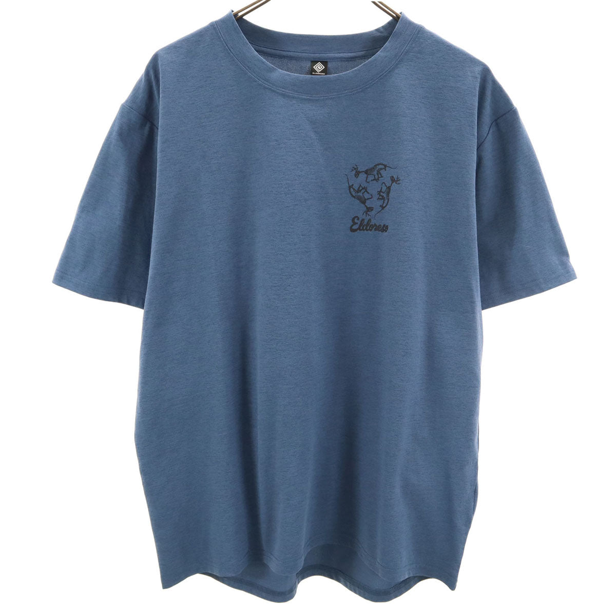 美品 ELDORESO エルドレッソ バックプリント ボーン 半袖 Tシャツ L 青紺系 メンズ