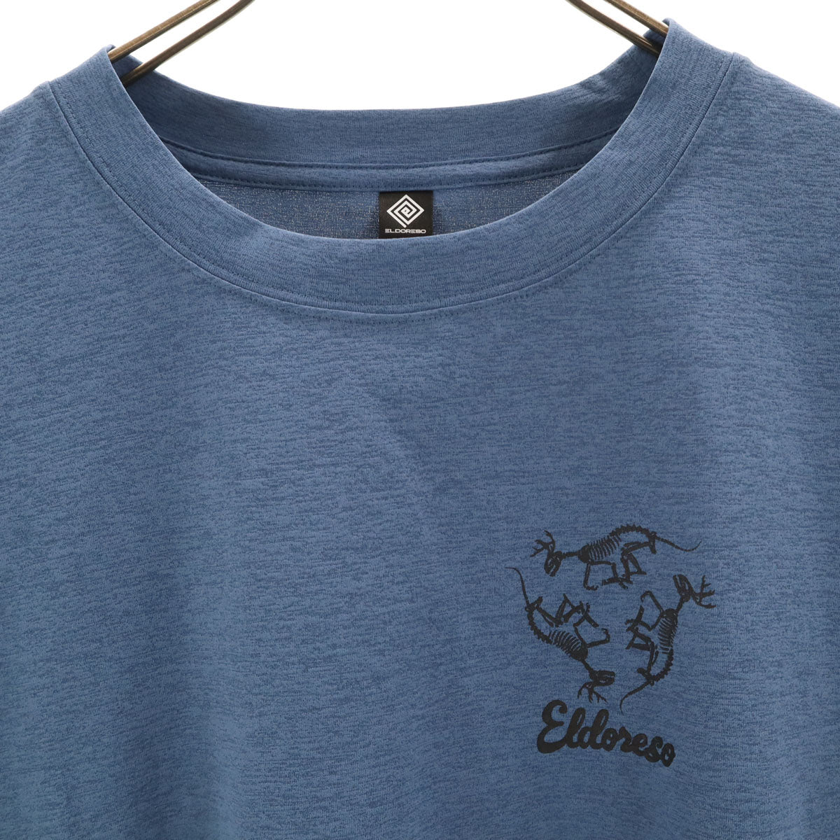 美品 ELDORESO エルドレッソ バックプリント ボーン 半袖 Tシャツ L 青紺系 メンズ