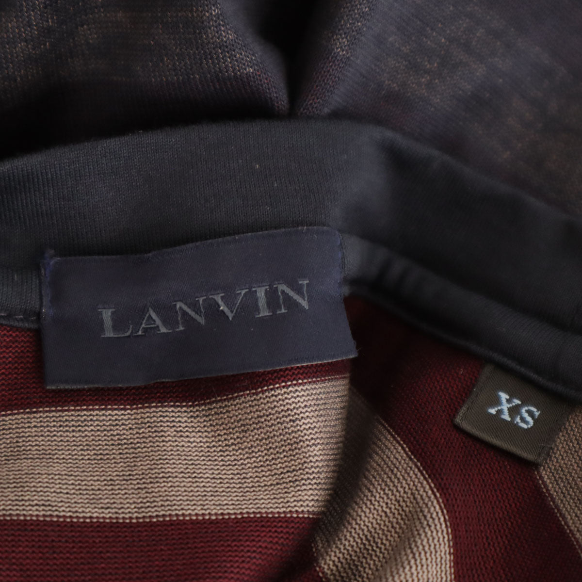 美品 LANVIN ランバン イタリア製 ボーダー柄 半袖 Tシャツ XS ネイビー メンズ
