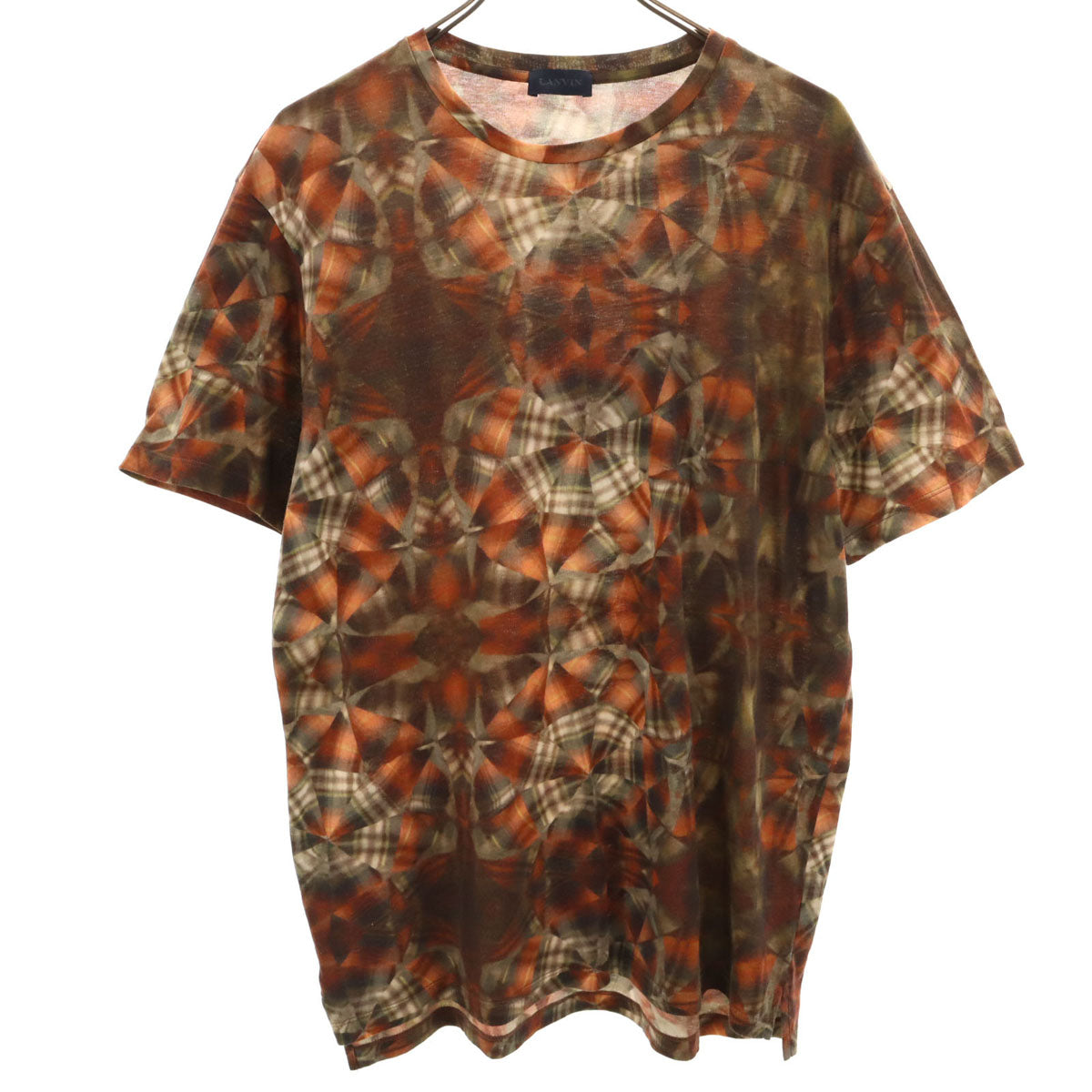 LANVIN ランバン 総柄 半袖 Tシャツ M ブラウン メンズ