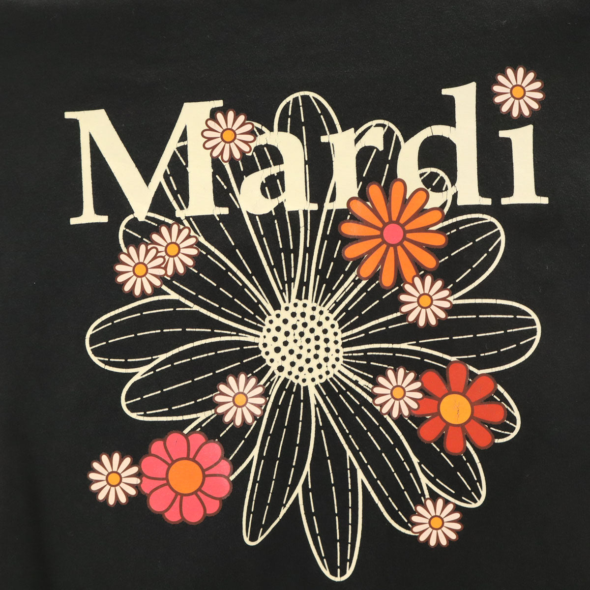 Mardi Mercredi マルディメクルディ 花 半袖 ショート丈 Tシャツ ONE SIZE ブラック レディース